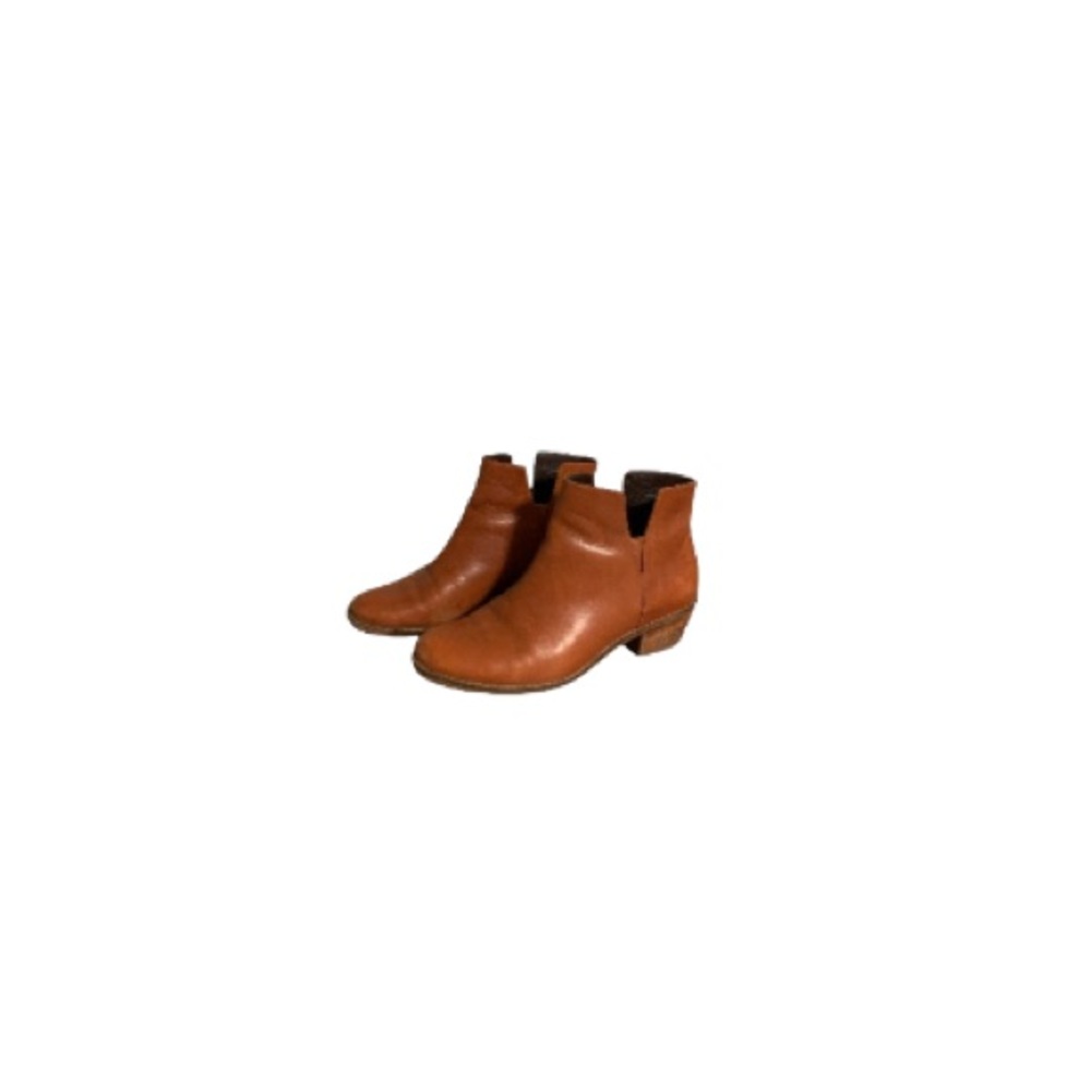 Cole Haan Cognac Leather Stack Heeled Booties - Women’s Size 6.5